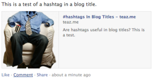 Hash symbol in a blog title on Facebook