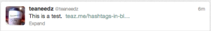 Hash symbol in a blog title on Twitter