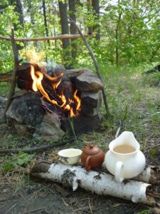 tea beside fire