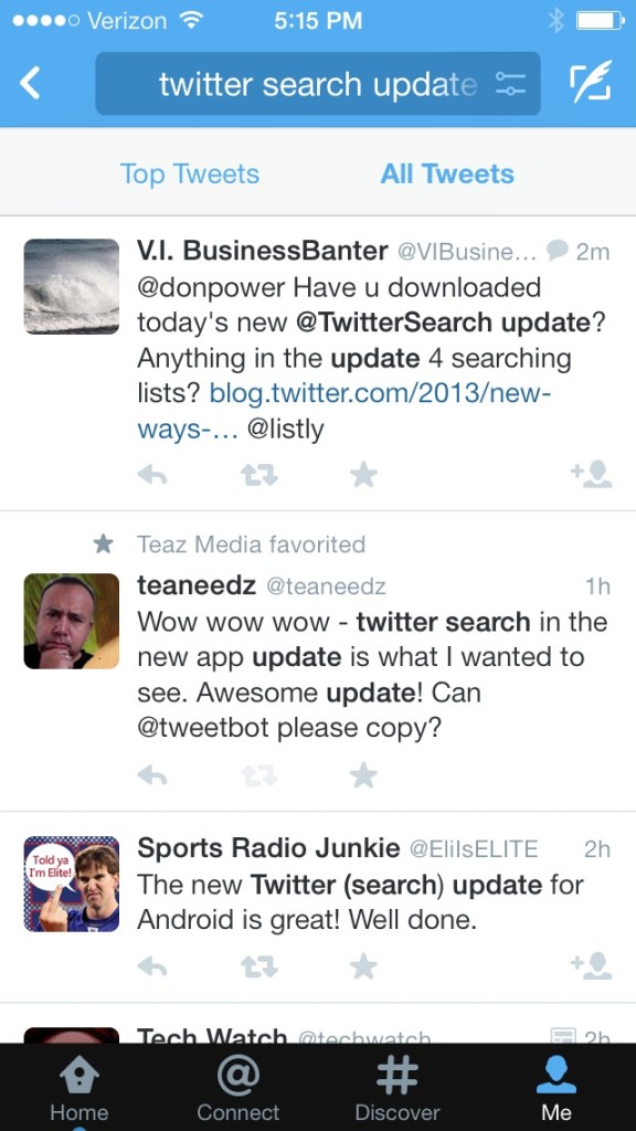 Twitter Search Updated for iOS