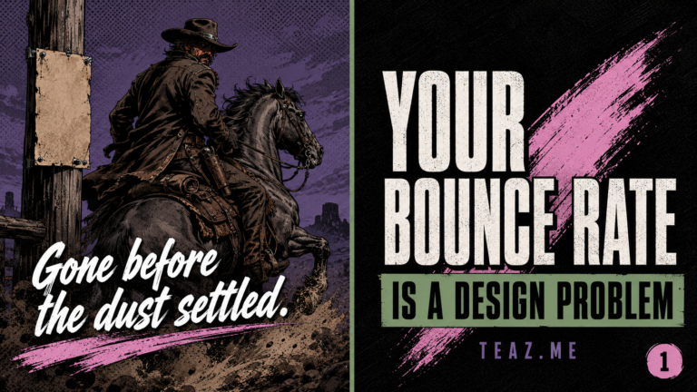 Vintage comic cowboy riding away at dusk representing a high bounce rate on a web page -- TeazMedia