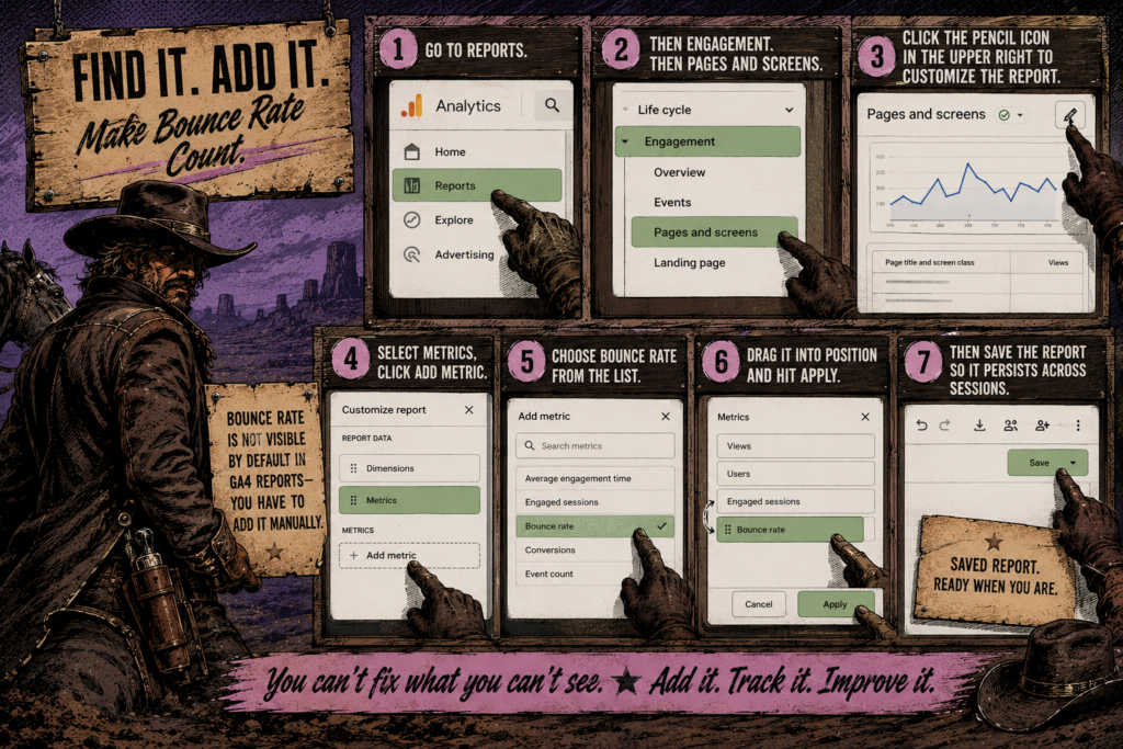 Adding bounce rate metric to GA4
